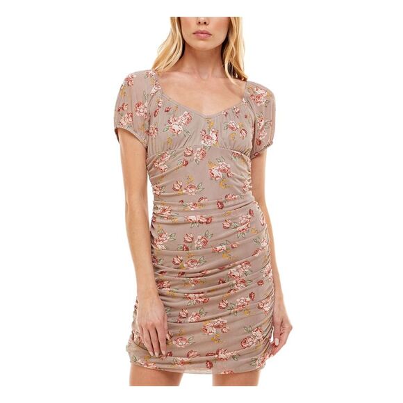 ULTRA FLIRT Dresses & Skirts - ULTRA FLIRT Womens Short Dress Beige Crochet Trim Lined Pullover Juniors S